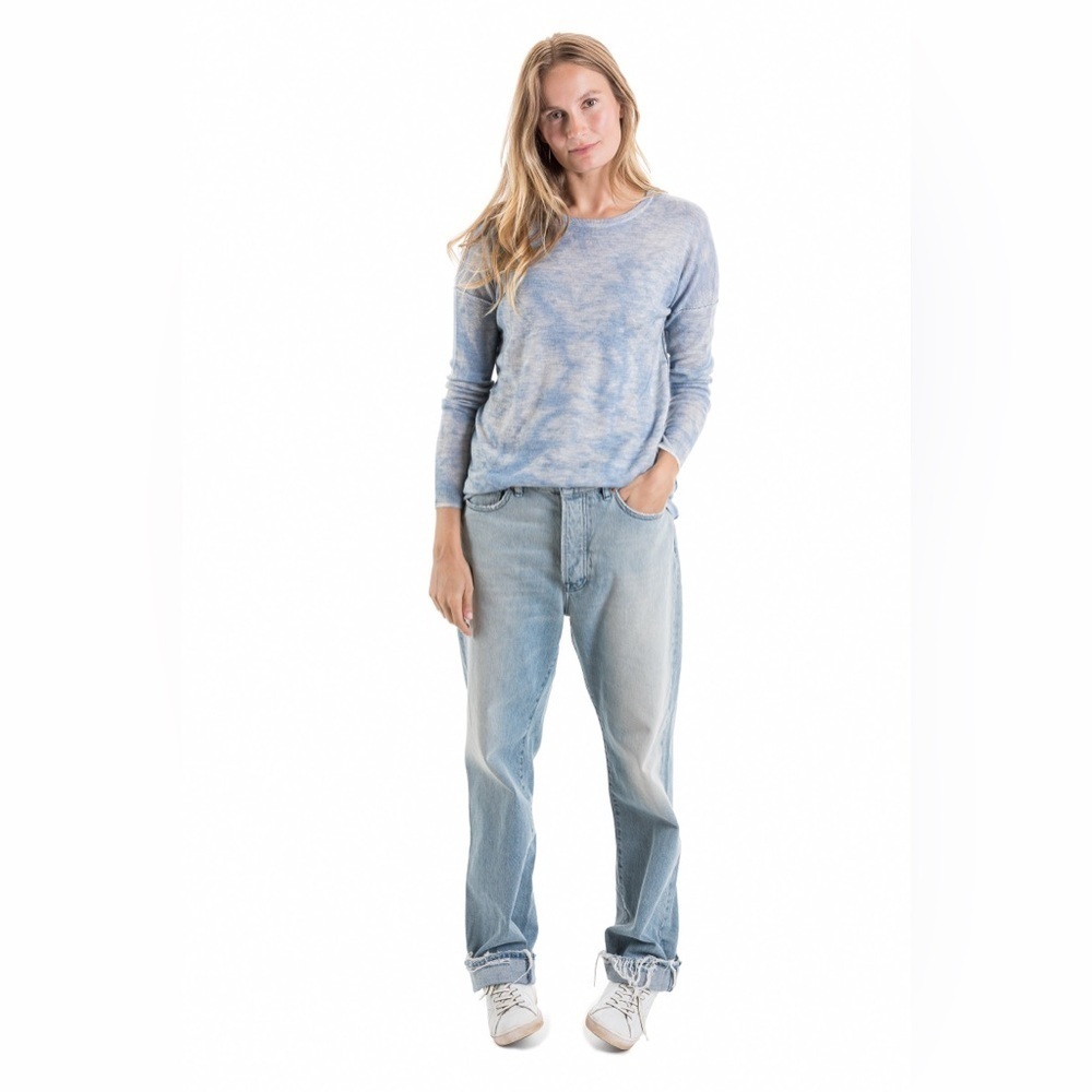 Paychi Guh Light Blue Multi Printed Cashmere Crewneck Sweater Medium - Picture 4 of 16